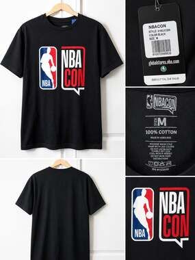 NBA NBA Con Officially Licensed Black 100% Cotton T-Shirt, Men's M